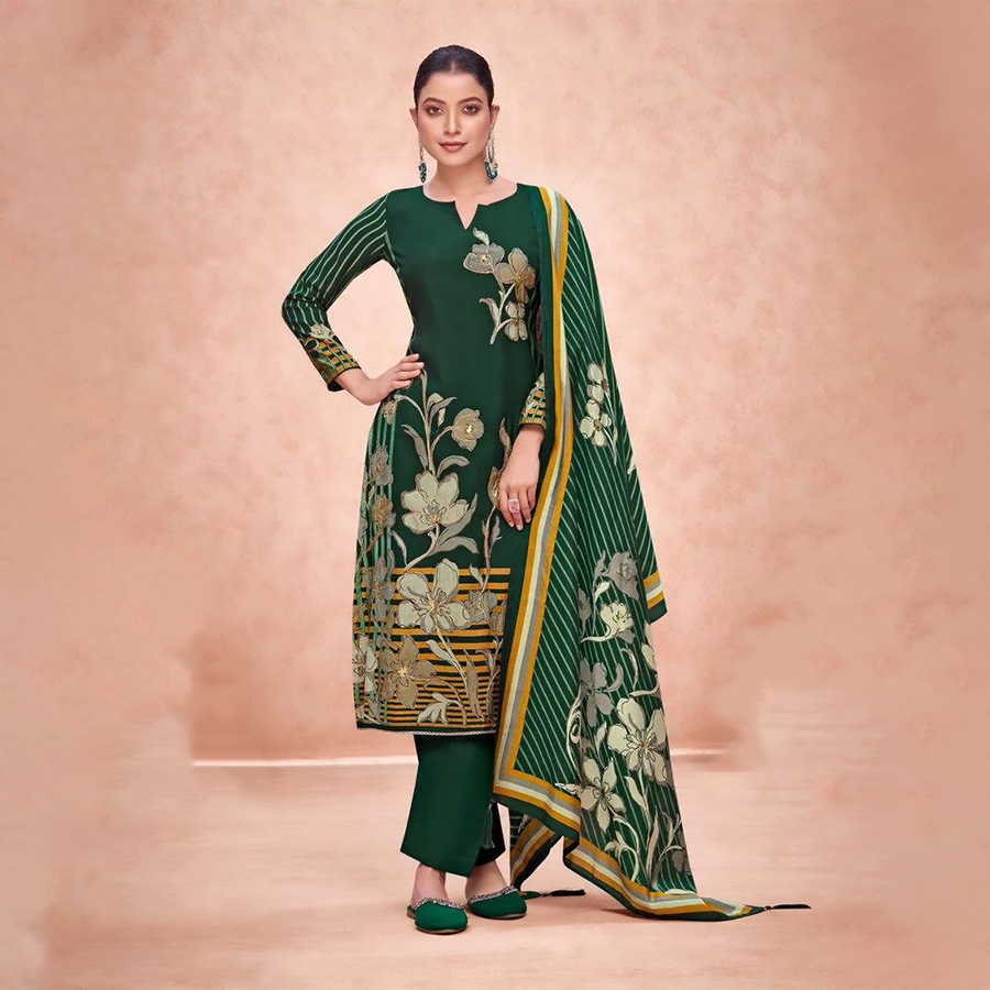 Green pure modal Printed Suit