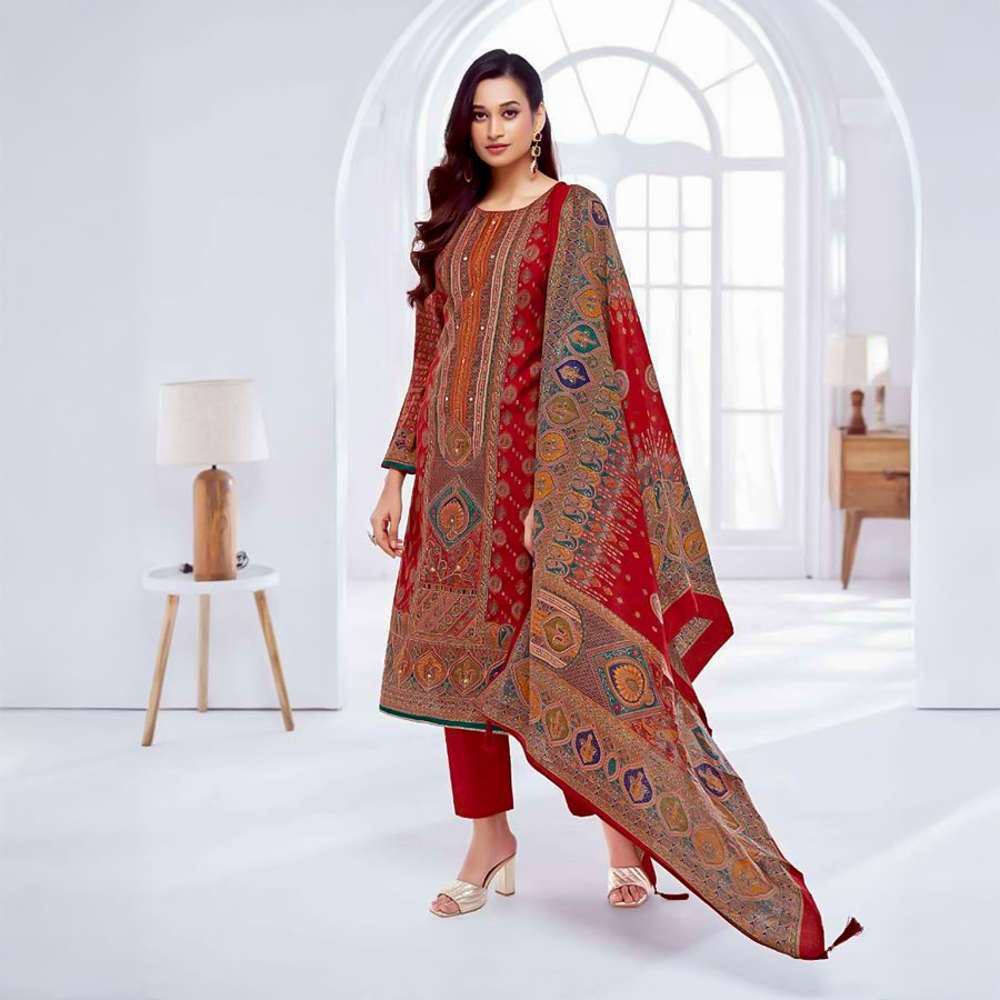 Red Modal  Casual Wear Salwar Kameez