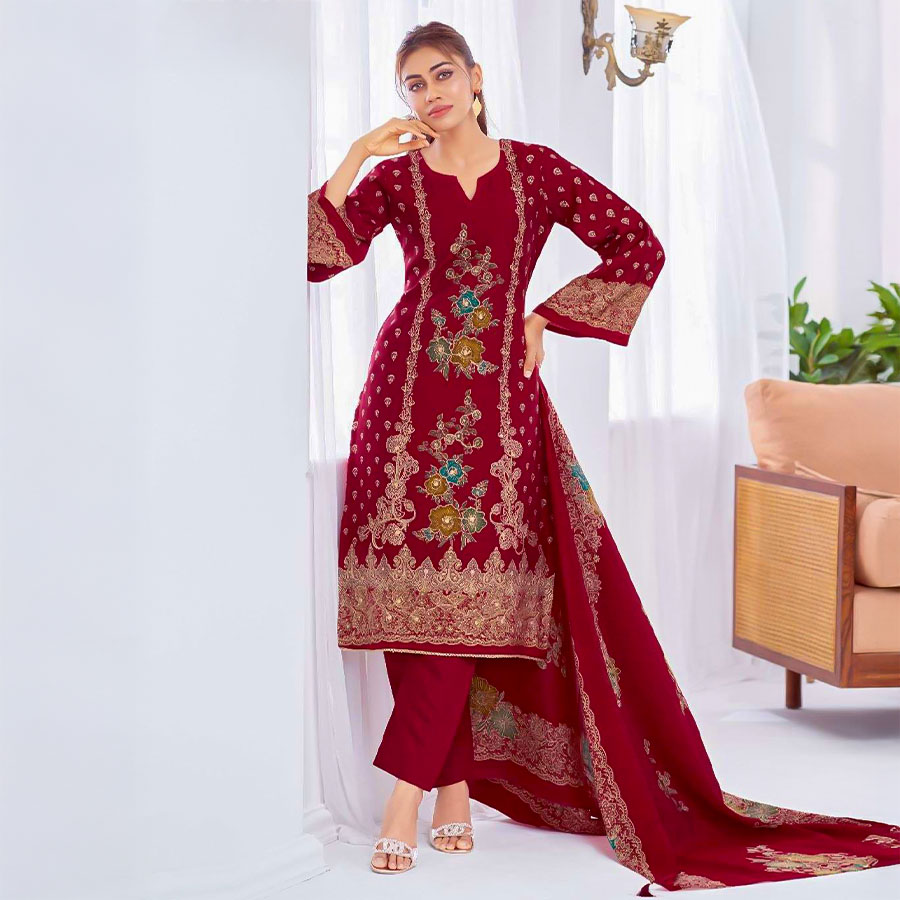 Red  Modal Casual Wear Salwar Kameez