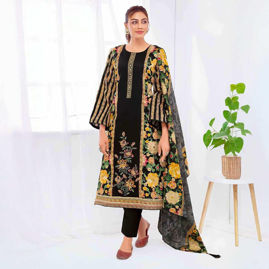 Black  Jam Satin Casual Wear Salwar Kameez