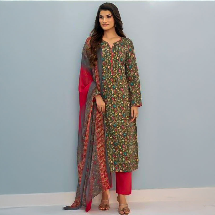 Green  Cambric Cotton Casual Wear Salwar Kameez