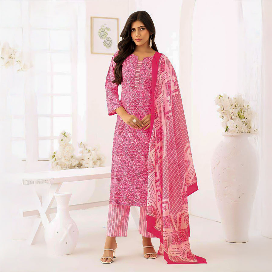 Pink  Cotton Casual Wear Salwar Kameez