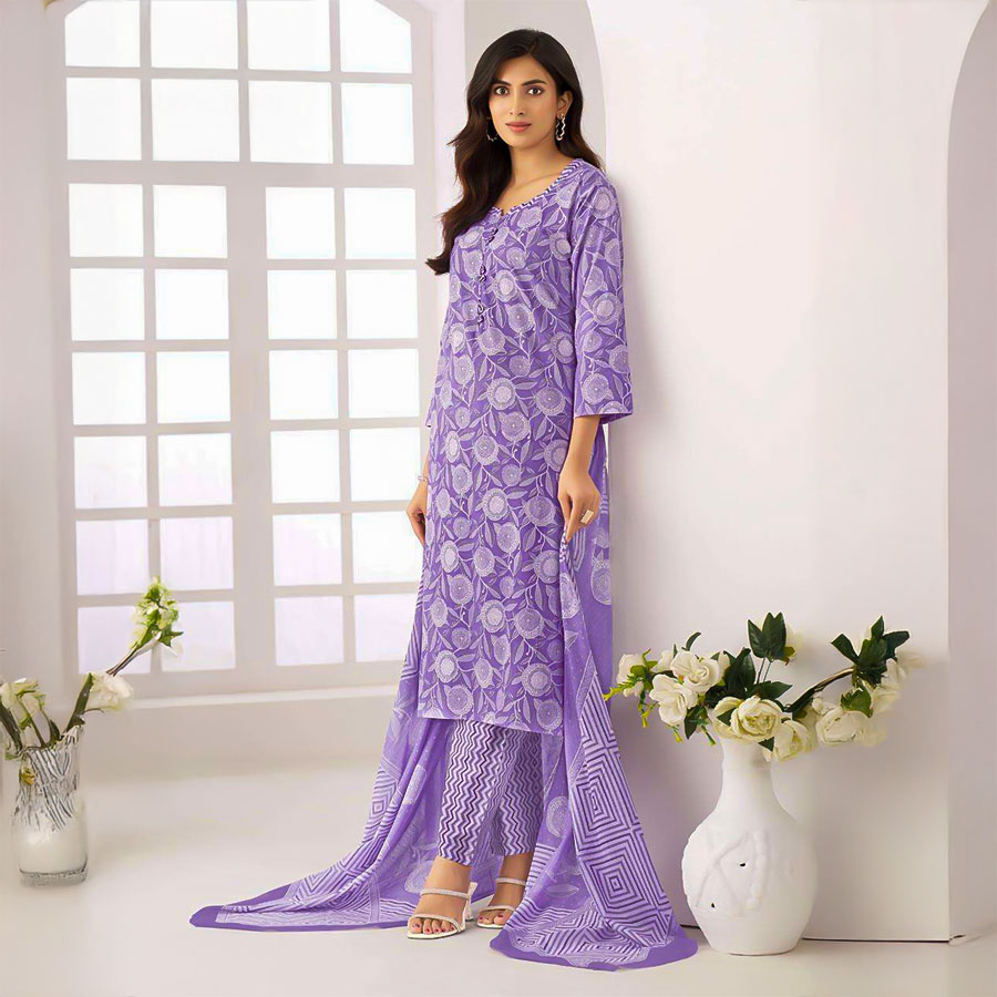 Purple  Cotton Casual Wear Salwar Kameez