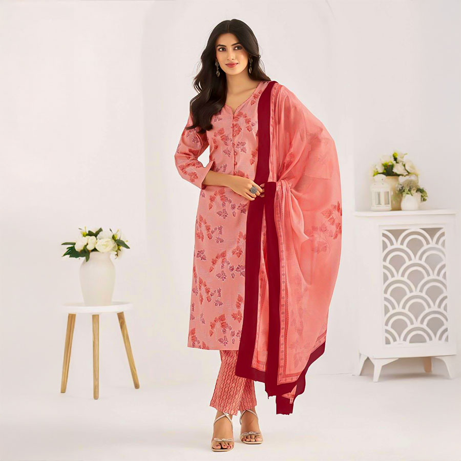 Orange  Cotton  Casual Wear Salwar Kameez