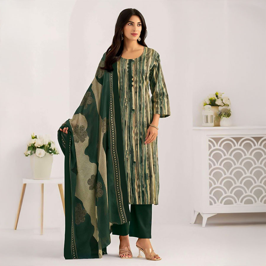 Green  Cotton  Casual Wear Salwar Kameez
