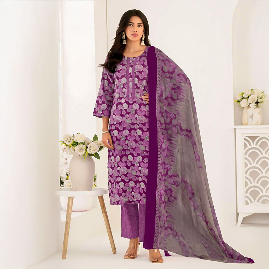 Purple  Cotton  Casual Wear Salwar Kameez