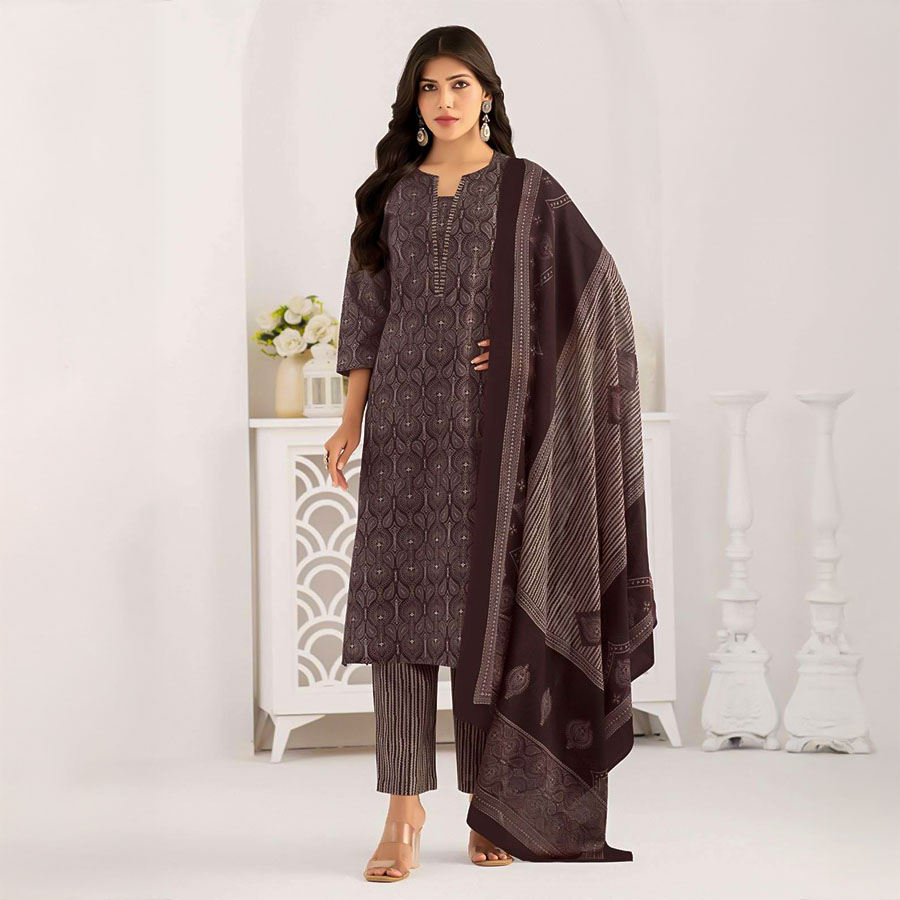 Brown Cotton  Casual Wear Salwar Kameez