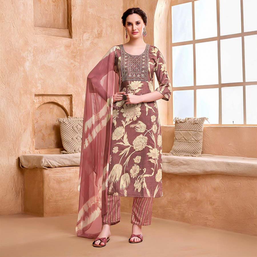 Pink  Rayon Casual Wear Salwar Kameez