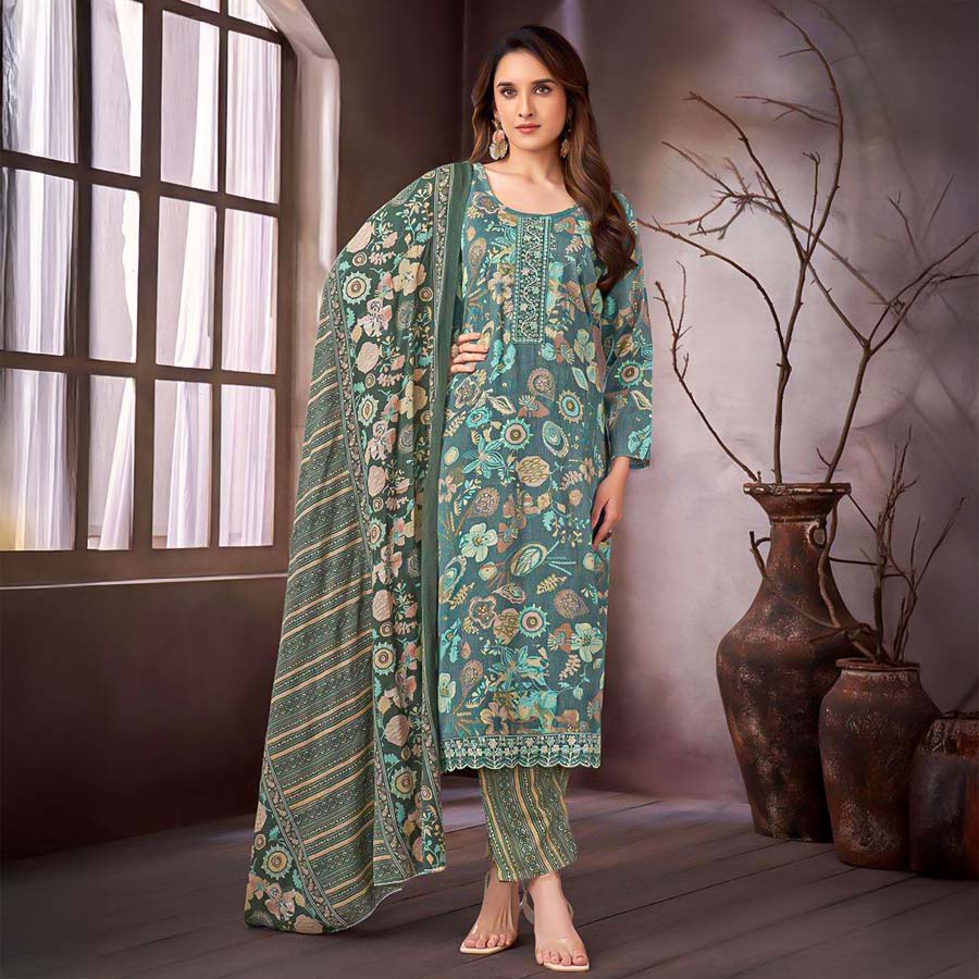 Green  Rayon Capsule Printed Salwar Kameez