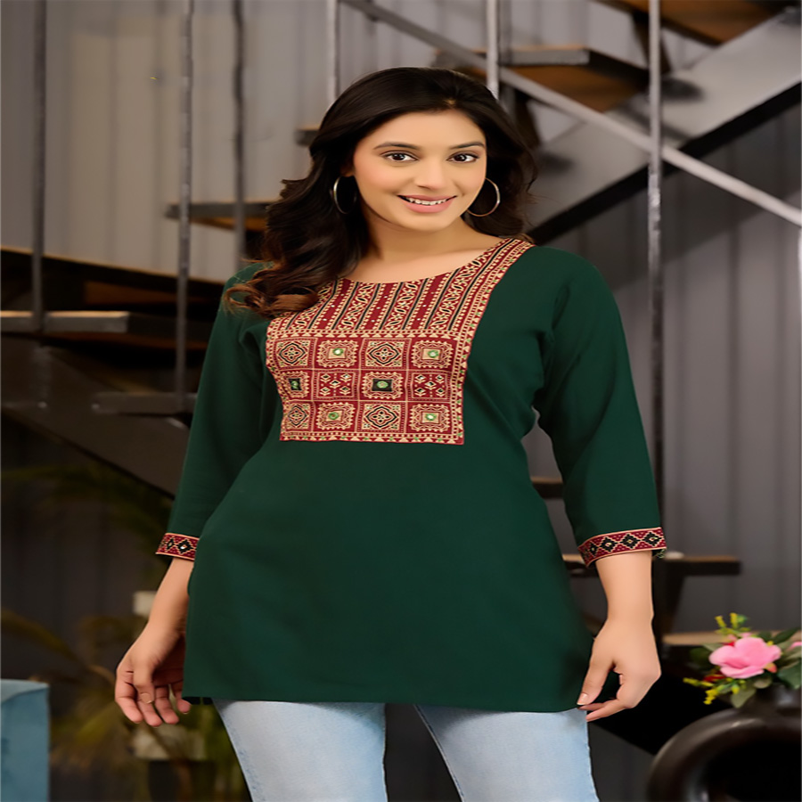 Green Rayon Casual Kurtis