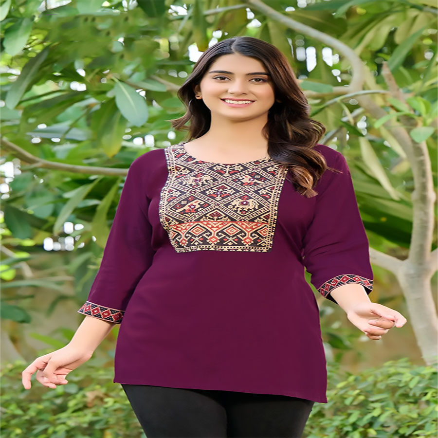 Purple Rayon Casual Kurtis