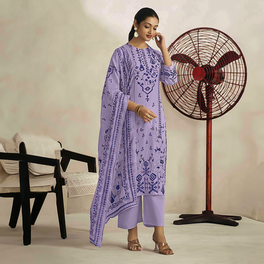 Purple Linen Party Wear Salwar Kameez