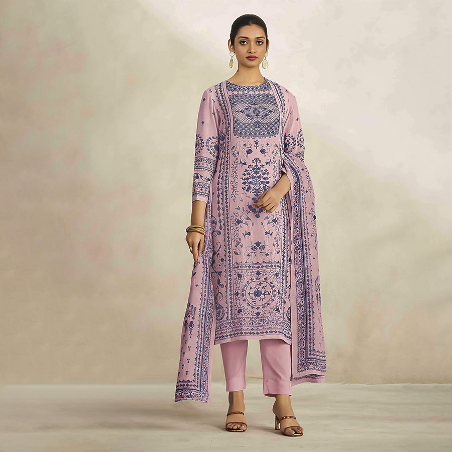 Pink  Linen Party Wear Salwar Kameez