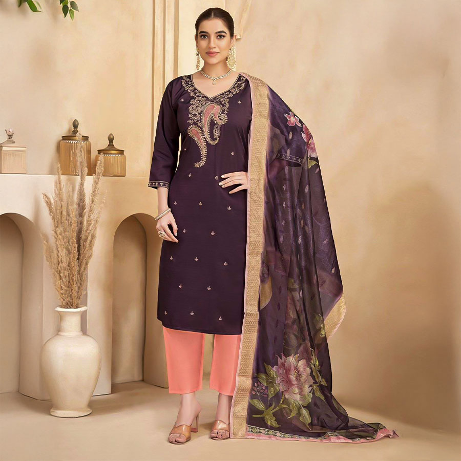 Purple  Fancy Casual Wear Salwar Kameez