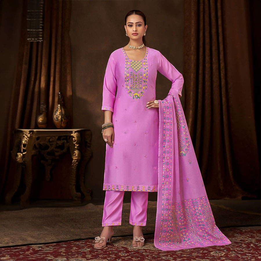 Purple Roman Casual Wear Salwar Kameez
