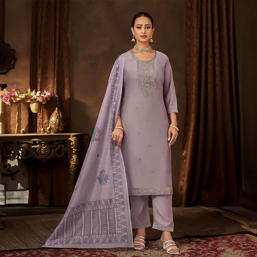 Purple Roman Casual Wear Salwar Kameez