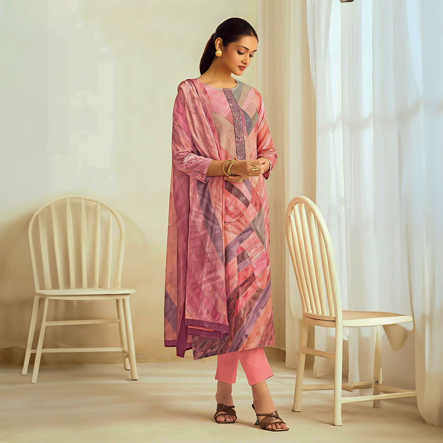Pink  Cotton Lawn Party Wear Salwar Kameez