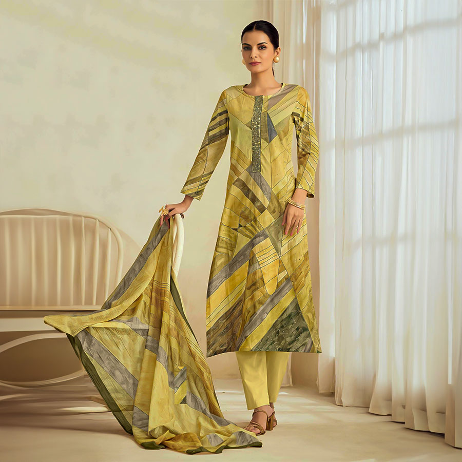 Green  Cotton Lawn Party Wear Salwar Kameez