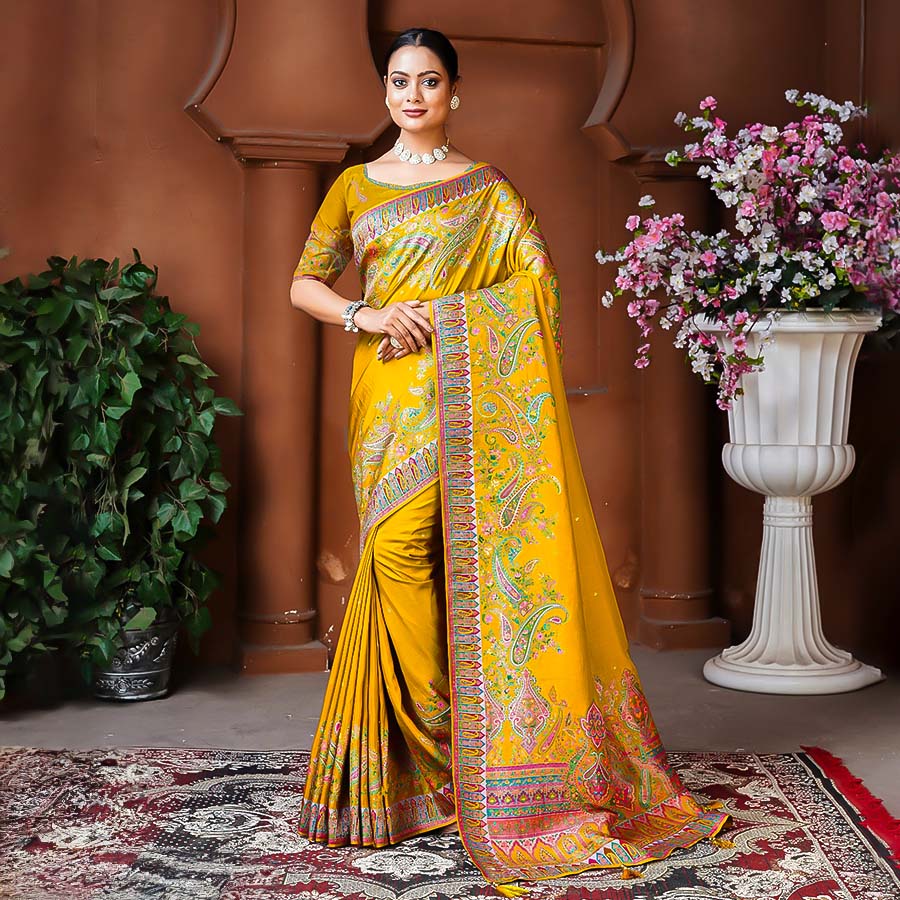 Golden Dola Silk Designer Saree