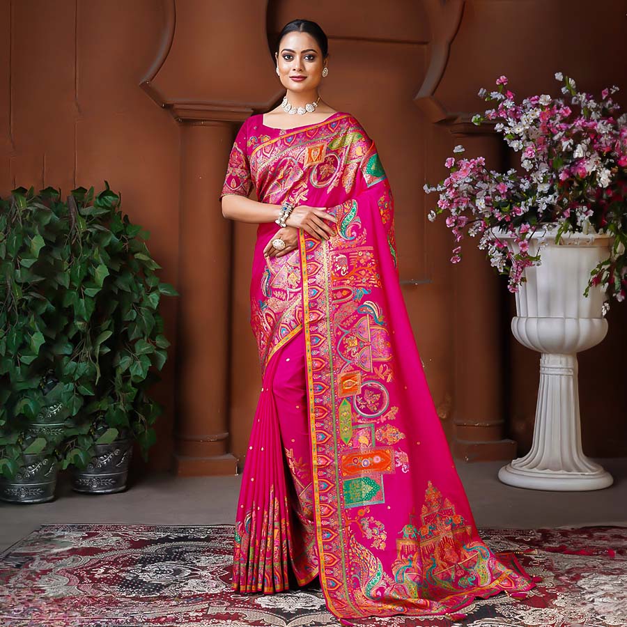 Red Dola Silk Designer Saree