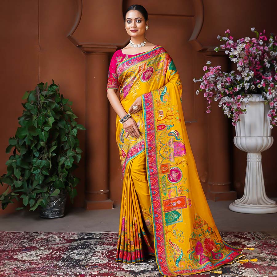 Golden Dola Silk Designer Saree