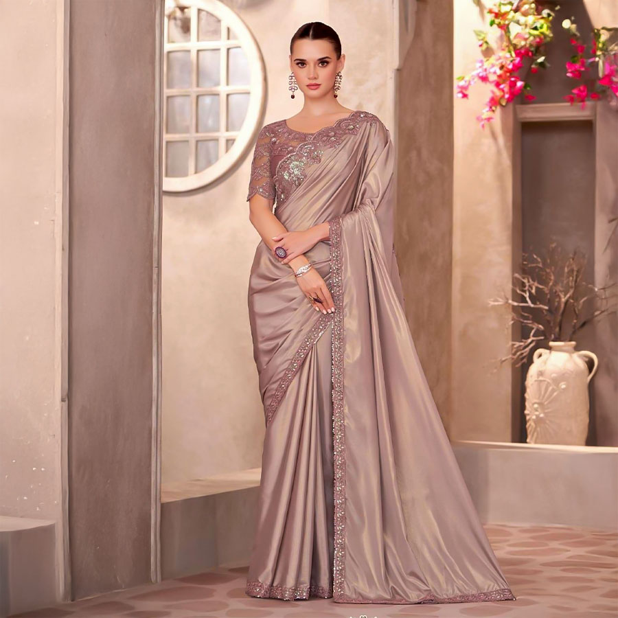 Golden Fancy Party Wear Saree
