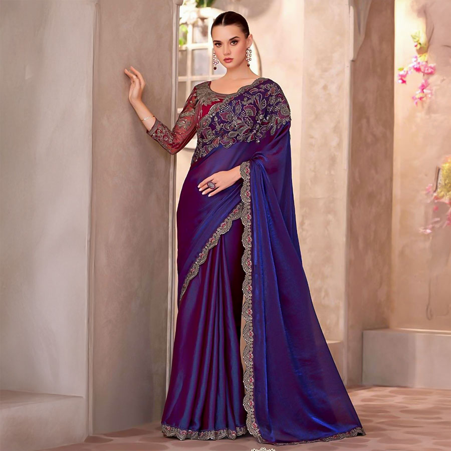 Violet Fancy Party Wear Saree