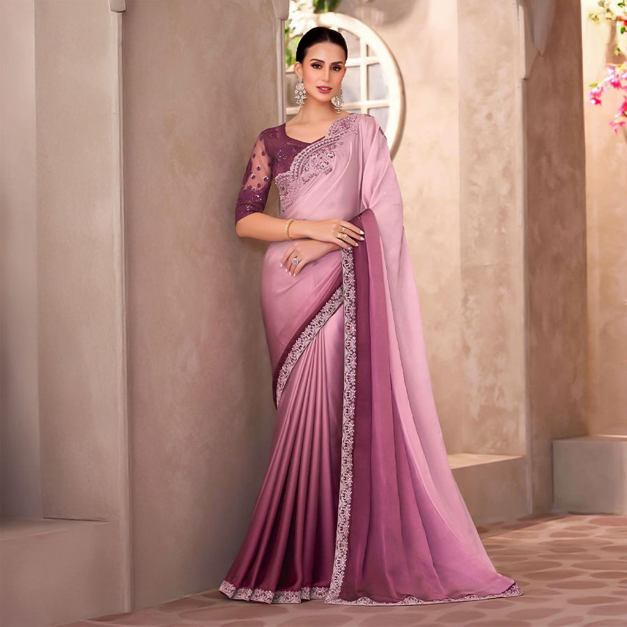 Purple Fancy Party Wear Saree