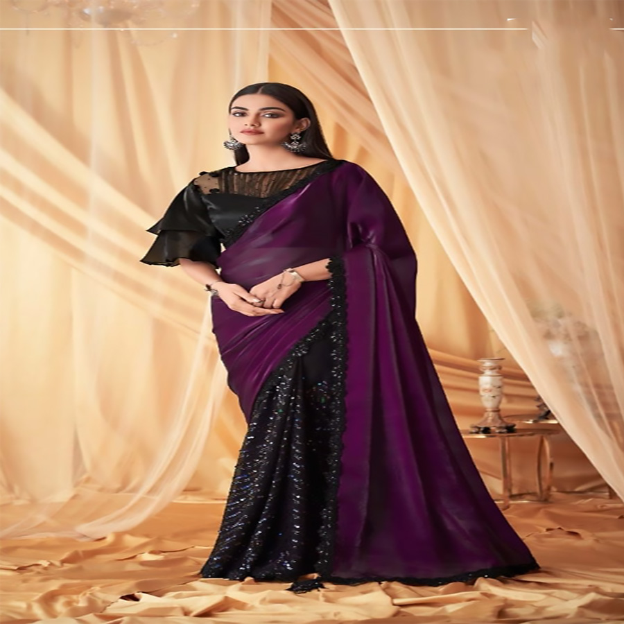 Black Georgette Silk Partywear Saree