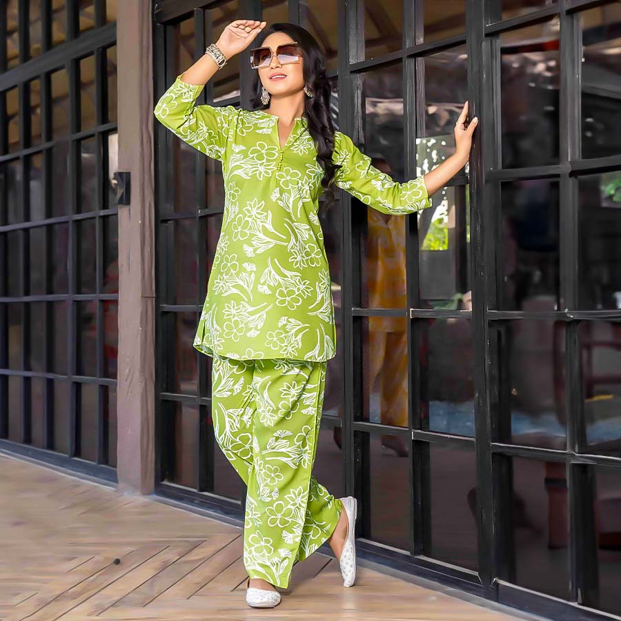 Green  Rayon Printed Kurti