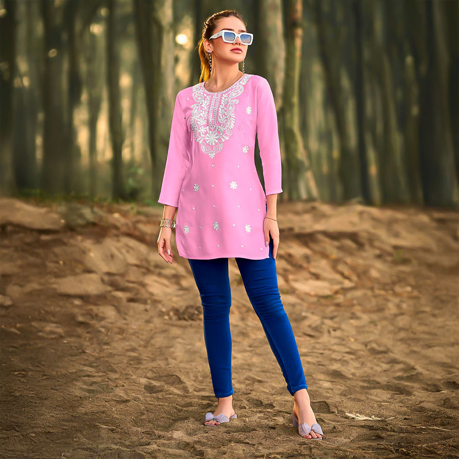 Purple Rayon Casual Wear Kurti