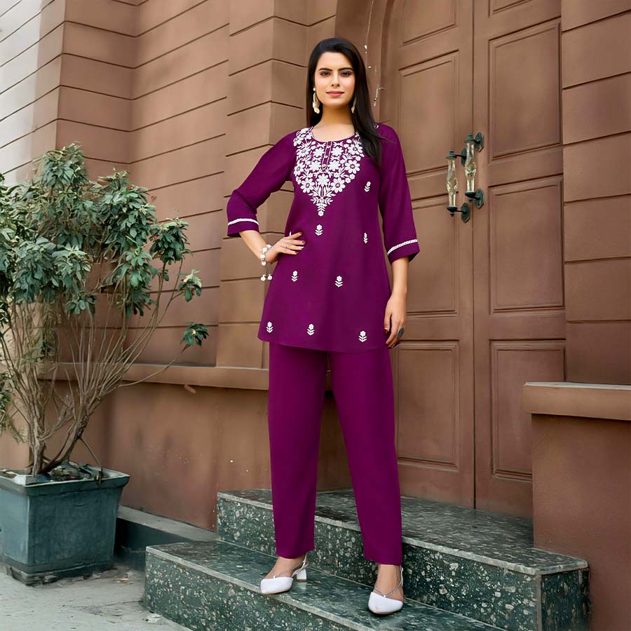 Violet Rayon Casual Wear Kurti