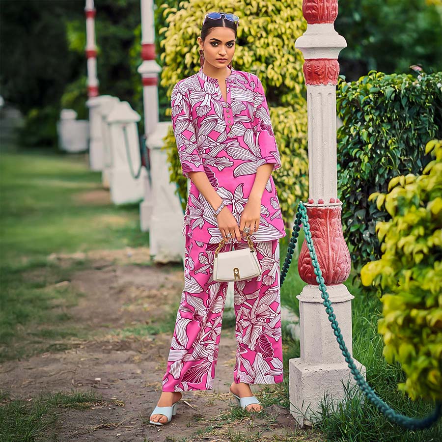 Pink  Rayon Casual Wear Kurti