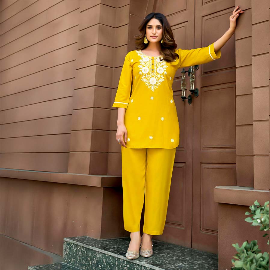 Yellow Rayon Casual Wear Kurti