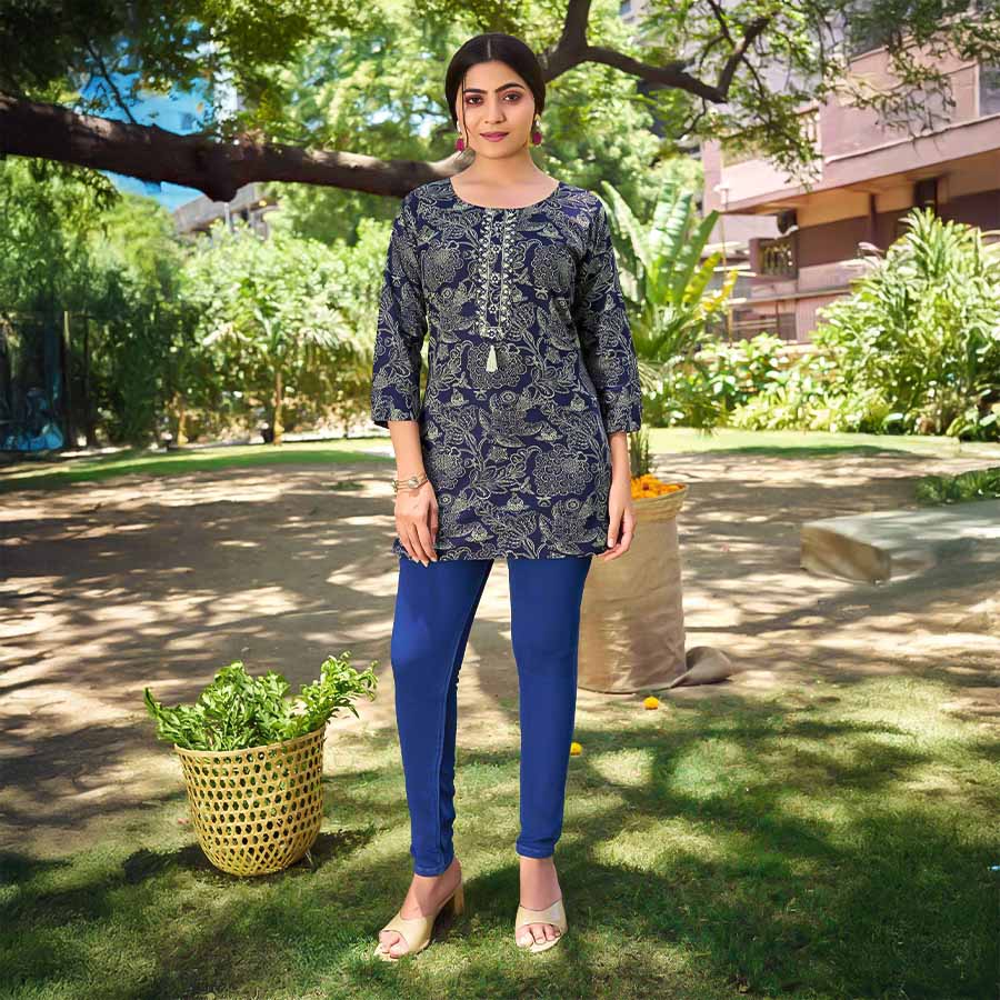 Black  Cotton Printed Kurti