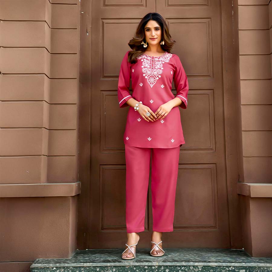 Pink Rayon Casual Wear Kurti