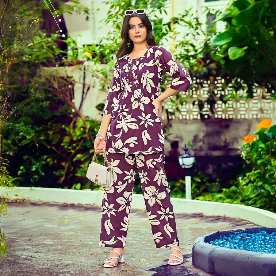 Violet Rayon Printed Kurti