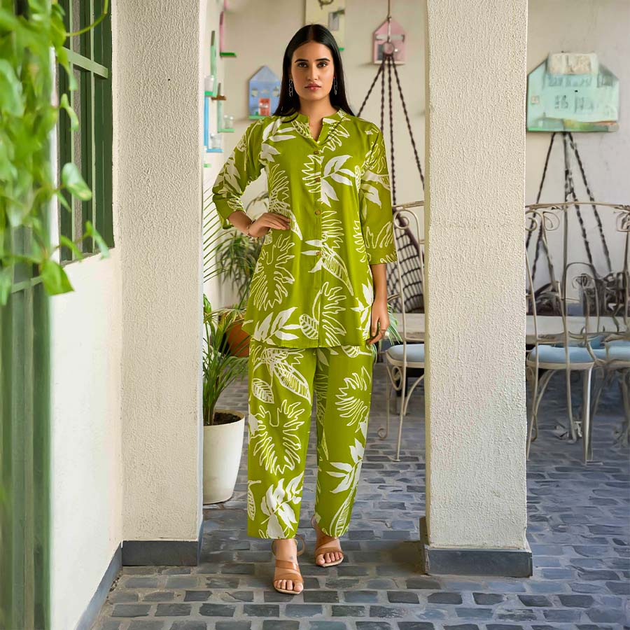 Green  Rayon Printed Kurti