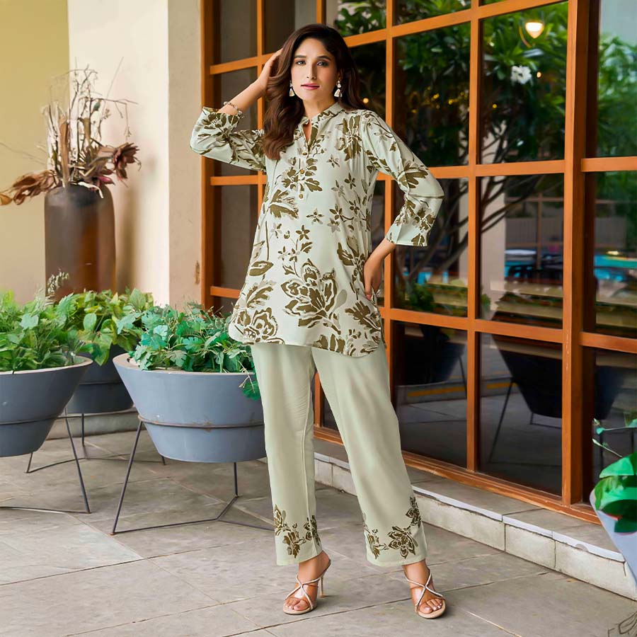 White  Rayon Print Printed Kurti