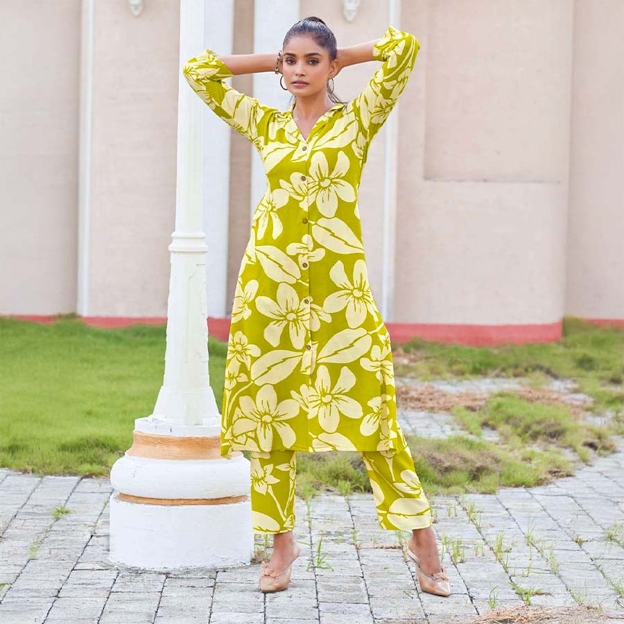 Green  Rayon Casual Wear Kurti