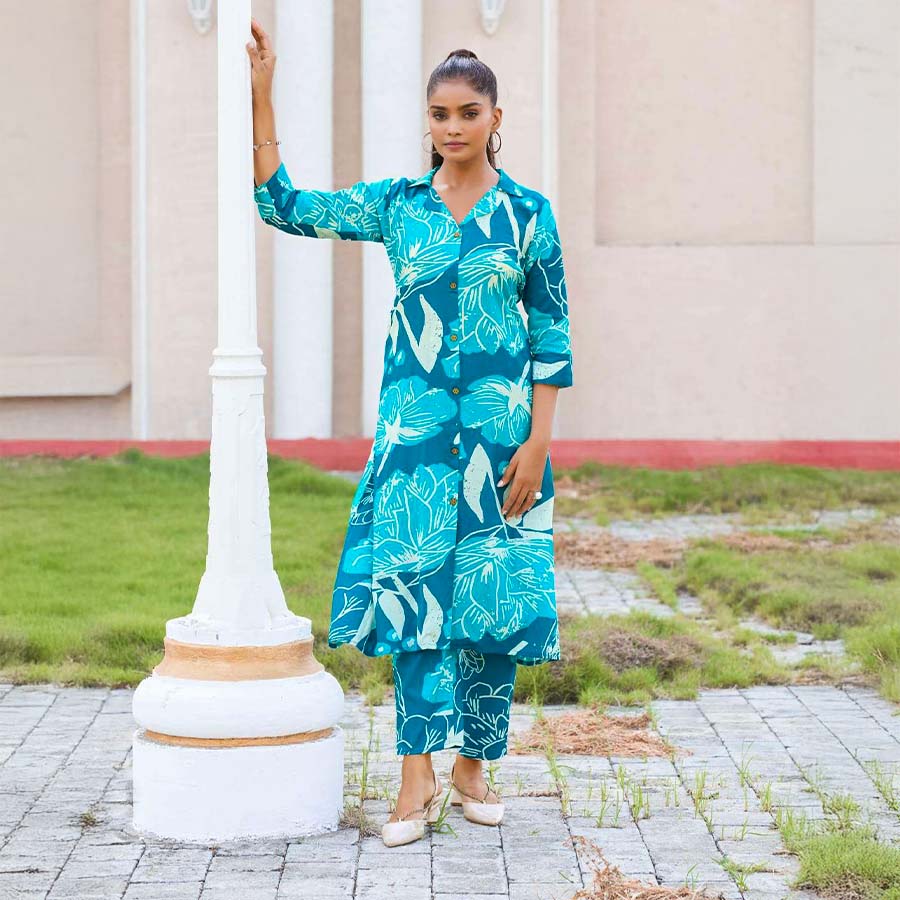 Blue Rayon Casual Wear Kurti