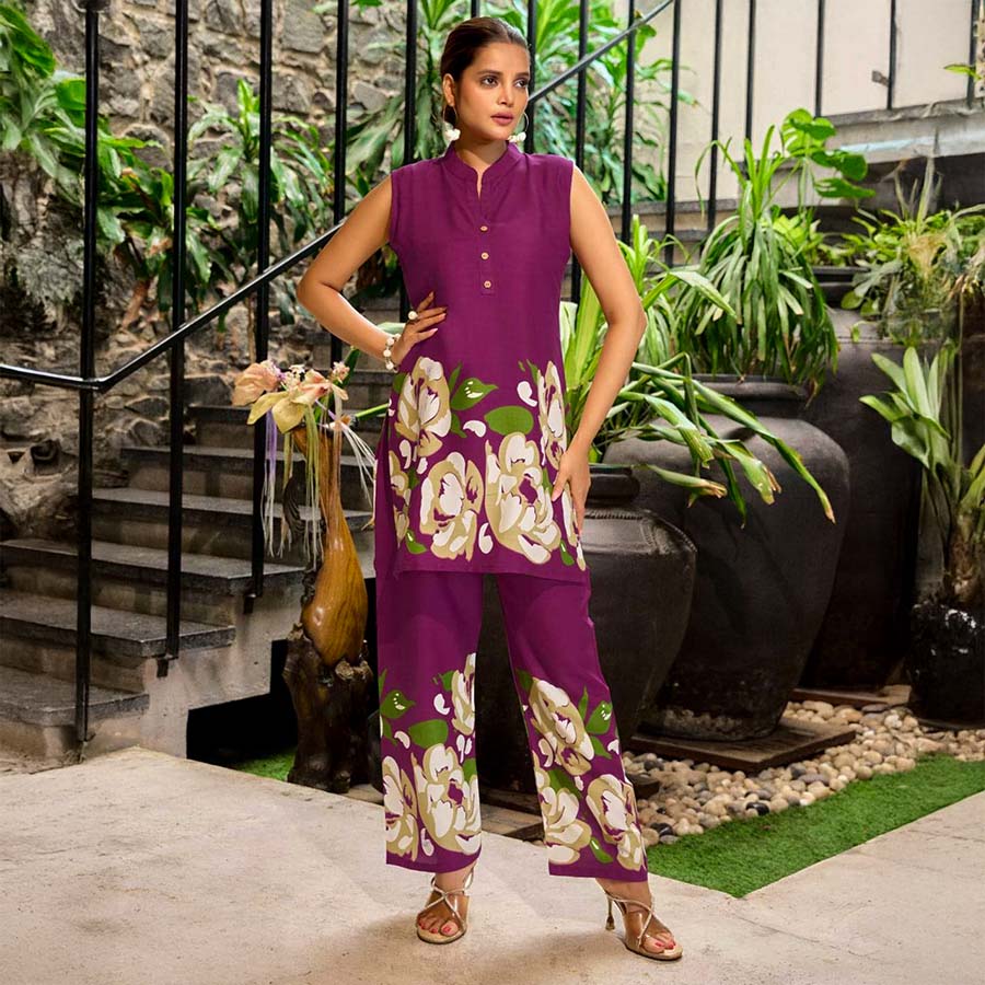 Violet  Rayon Printed Kurti
