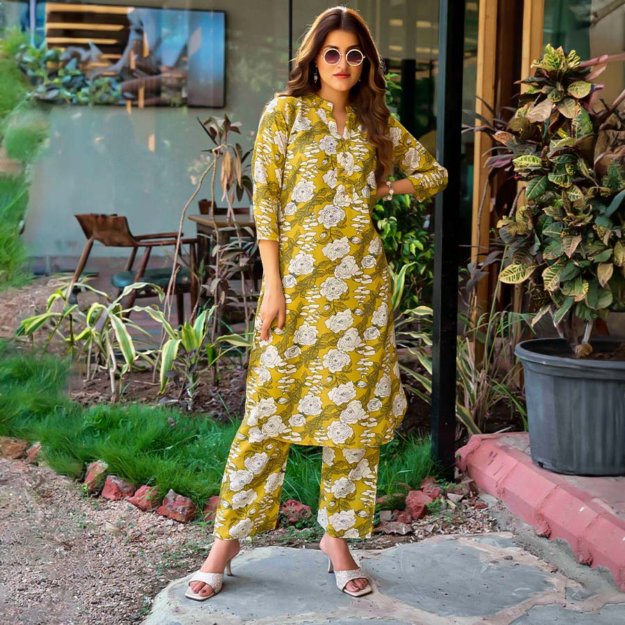 Green  Rayon Printed Kurti