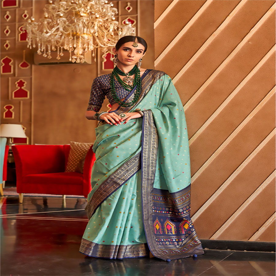 Blue Silk Partywear Saree