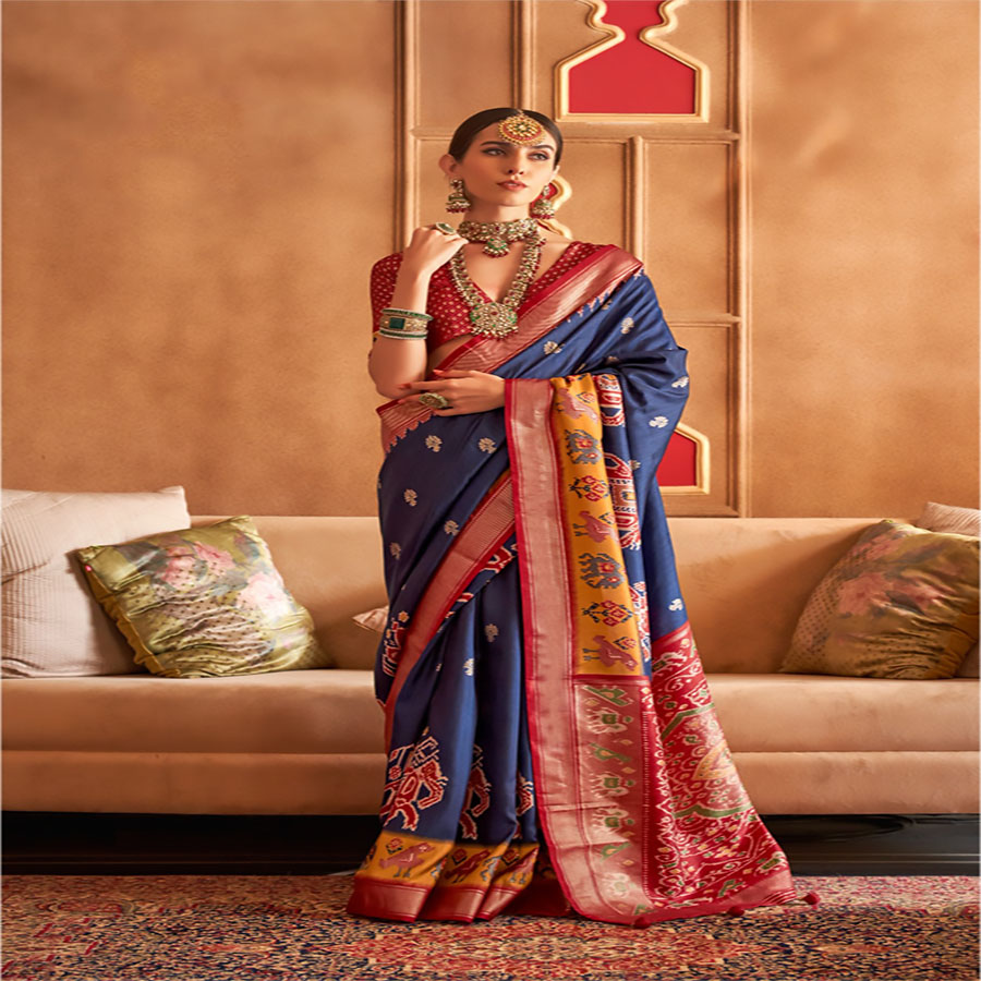 Blue Silk Partywear Saree