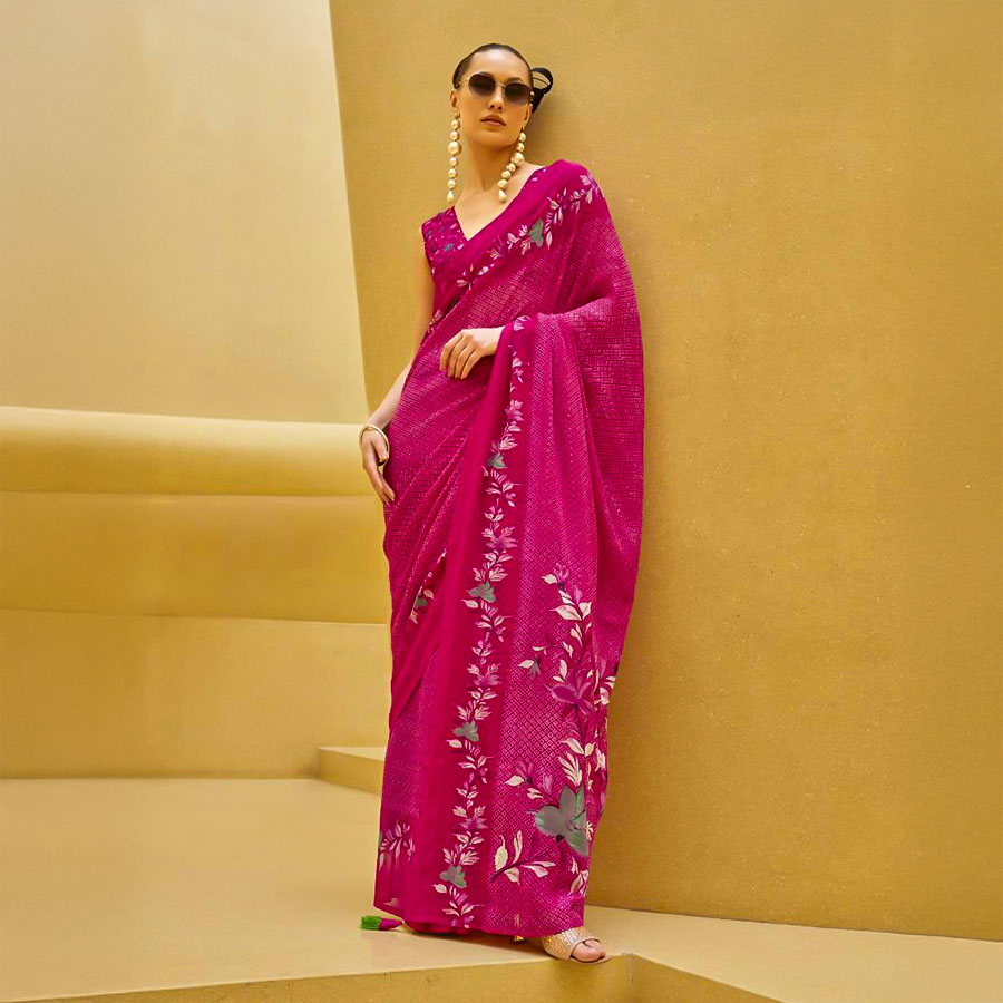 Magenta  Georgette Casual Wear Saree