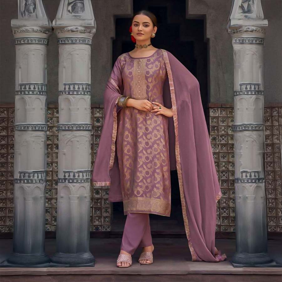 Purple  Muslin Jacquard  Casual Wear Salwar Kameez