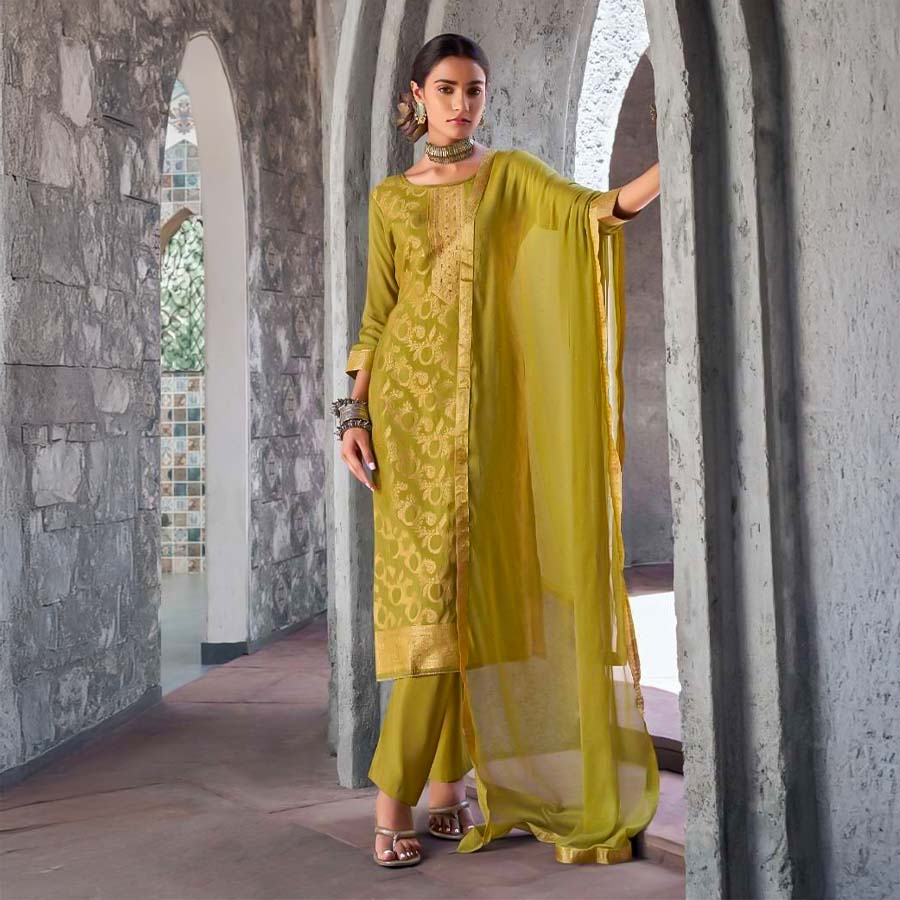 Green  Muslin Jacquard  Casual Wear Salwar Kameez