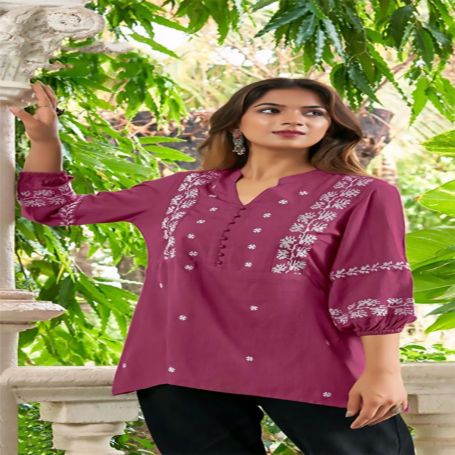 Purple rayon Casual Kurtis