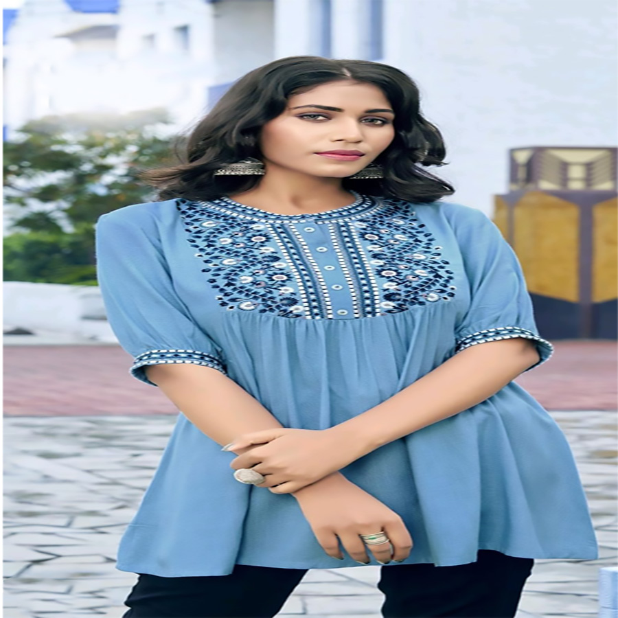 Blue rayon Casual Kurtis